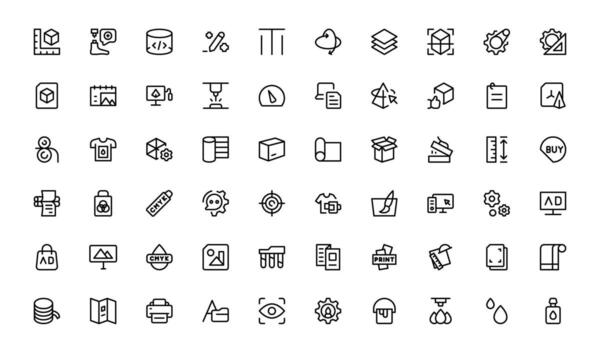 Typography and Printing Tools Icon Collection perfect for graphic designers, studios, and professional branding projects. vector