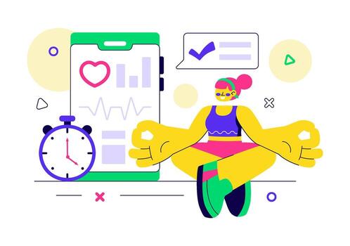 Digital Wellness Tracker App Illustration With Smart Device And Fitness Dashboard vector