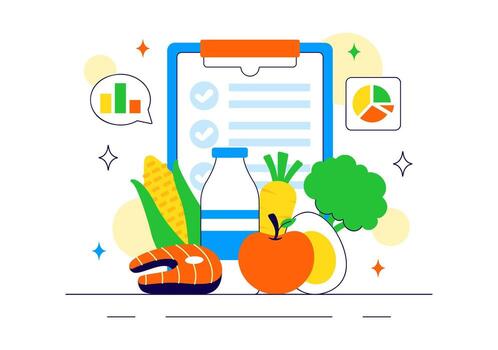Digital Meal Planning Concept With Custom Diet Tracker, Food Log, And Nutrition Control Design vector