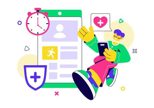 Digital Medical Tracker Illustration Displaying Remote Health And Fitness Interface vector