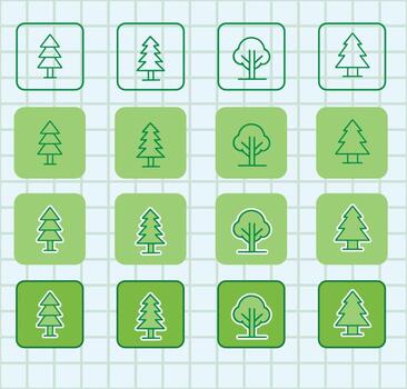 Flat Design Sapling and Leaf Icon Set vector
