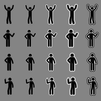Black Outline Stick Figure Icon for UI UX Design Dark Background vector