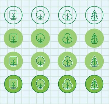 Flat Botanical Collection Tree and Shrub Icons vector