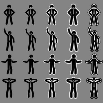 Black Stick Man Icon for App and Web Development Dark Background vector