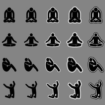 Black Dynamic Stick Figures in Motion Activity Set Dark Background vector