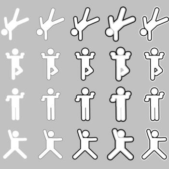 White Outline Stick Figure Icon for UI UX Design vector
