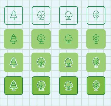 Flat Simple Tree and Root Line Icons vector