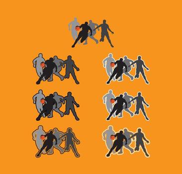 Collection of Basketball Player Motion and Pose vector