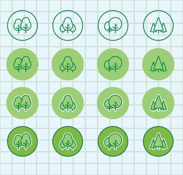 Flat Tree Silhouette Icons Simple and Minimal vector