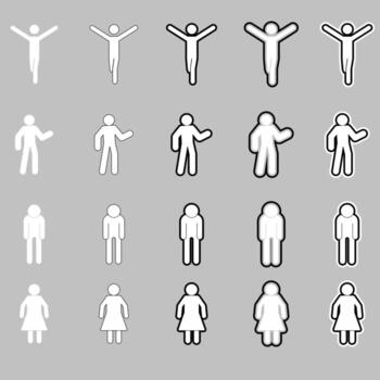 blanco conjunto de palo cifras con sombra efecto vector