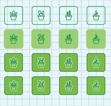 Flat Line Art Icons of Various Deciduous Trees vector