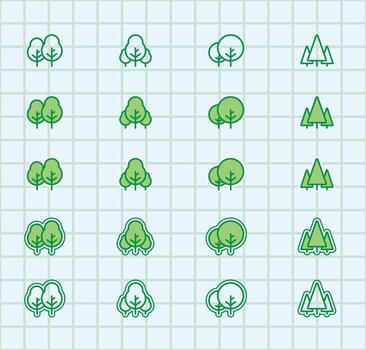 Flat Tree Icon Set for Nature and Environment Apps vector