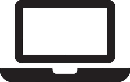 Minimalist flat design icon of a sleek laptop computer, ideal for web and app interfaces, symbolizing digital work, technology, and modern connectivity vector