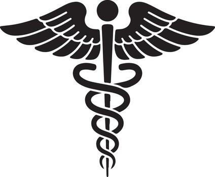 Caduceus medical symbol in black and white healthcare concept vector