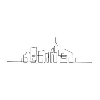 Continuous line illustration of office building structure vector