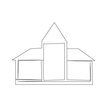One line modern architecture building continuous drawing vector