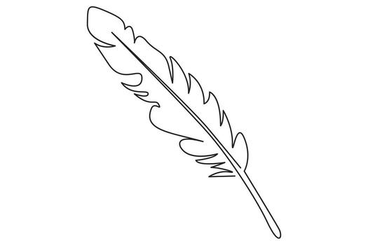 soltero continuo línea dibujo de un pájaro pluma minimalista contorno Arte concepto para diseño y creatividad vector