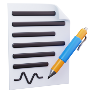 3d ícone assinatura documento aprovação png