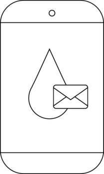 A phone displays an email icon overlapping a teardrop shape on its screen vector
