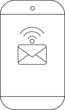 A smartphone display showing an email icon with a WiFi symbol above it vector
