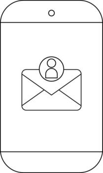 A smartphone displays a notification icon of a person inside an envelope vector