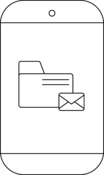 un teléfono inteligente muestra un icono presentando un carpeta y un correo electrónico símbolo en sus pantalla vector
