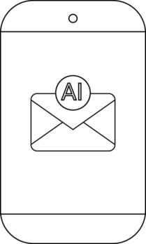 un teléfono inteligente contorno muestra un correo electrónico notificación etiquetado ai en sus pantalla vector