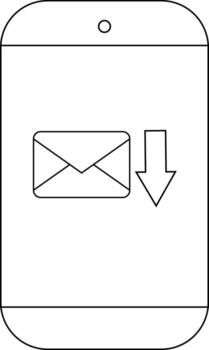 Phone displays an envelope and downward arrow suggesting a download or message arrival vector