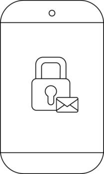 Phone shows a padlock with an email implying secure messages vector