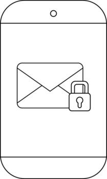 Smartphone display with envelope lock icon suggesting secure email vector