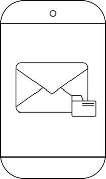 Smartphone displaying an email icon with an attached folder indicating an email attachment vector