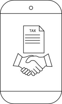 Smartphone displaying a handshake below a tax document icon vector