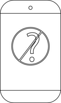 A smartphone display shows a question mark inside a prohibited sign vector