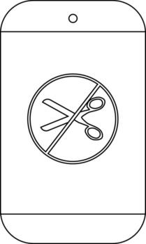 un teléfono inteligente mostrando un No tijeras símbolo en sus pantalla vector