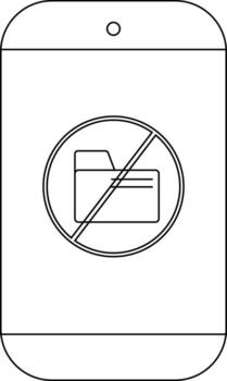 un teléfono inteligente muestra un prohibido icono con un carpeta dentro un tachado circulo vector