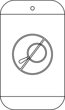 negro contorno de un teléfono inteligente con un circulo dentro un circulo con un línea mediante eso vector