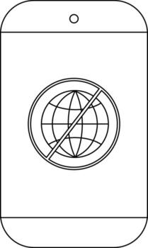 Teléfono móvil contorno demostración un globo con un línea mediante eso simbolizando No Internet vector