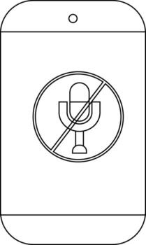 Mobile phone displaying a muted microphone icon vector