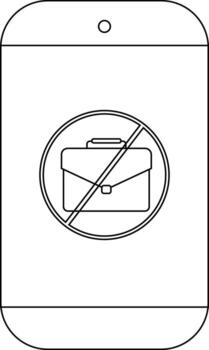 Mobile phone screen displaying a crossedout briefcase icon vector