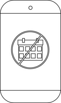 Smartphone displaying a calendar icon with a strikethrough vector