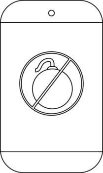 teléfono inteligente con No bombas icono desplegado en pantalla vector