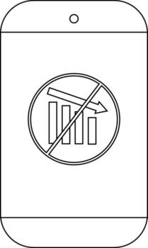 The image shows a black white cell phone displaying no sales data due to an error message vector