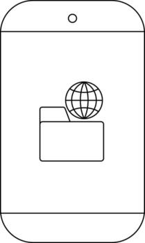A phone with a folder and a globe icon vector