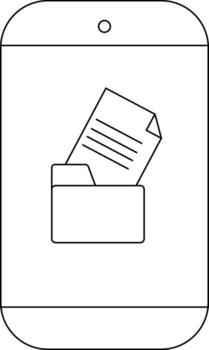 A phone shows a folder containing a document with lines inside vector