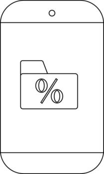 A smartphone displaying a folder icon with a percentage symbol on its screen vector
