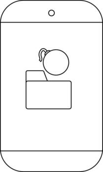 Phone display showing a folder icon with a bomb above it vector
