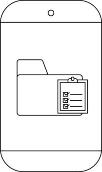 Phone displays folder icon with a checklist symbolic of document management vector