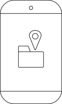 teléfono mostrando un carpeta y ubicación alfiler icono en el pantalla vector