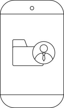 teléfono inteligente muestra usuario datos carpeta disparo a la cabeza dentro circulo junto a carpeta icono vector
