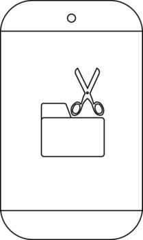 tableta mostrando un documento carpeta icono con tijeras símbolo encima eso vector